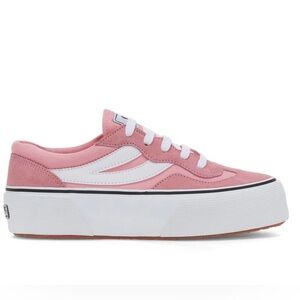 Superga Women's Pink and White Sneakers Size 39